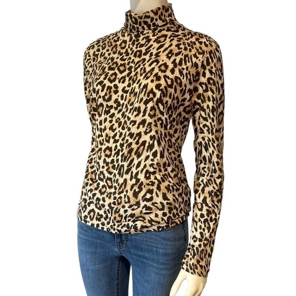 J.Crew Tissue turtleneck in Mara Leopard Natural - Picture 3 of 9